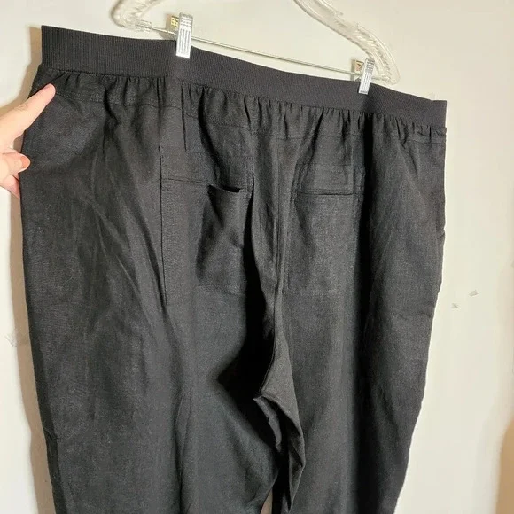 Ellos Linen Blend Stretch Waist Black Crop Cargo Pant Plus Size 28 4X New NWOTS - Picture 10 of 15